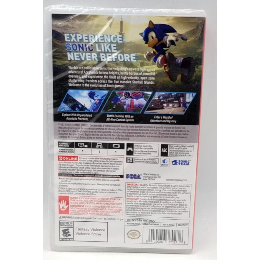 SONIC FRONTIERS - Nintendo Switch FACTORY SEALED NEW